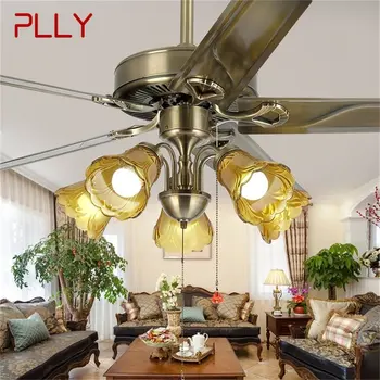 PLLY קלאסית מאוורר תקרה אור גדול 52 אינץ מודרני מנורה עם שלט רחוק הוביל הביתה הסלון