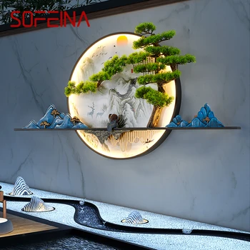 SOFEINA סולארית חיצונית ציור המנורה יצירתי אורן עגולה נוף עמיד למים קיר חיצוני וילה חצר קישוט הציור