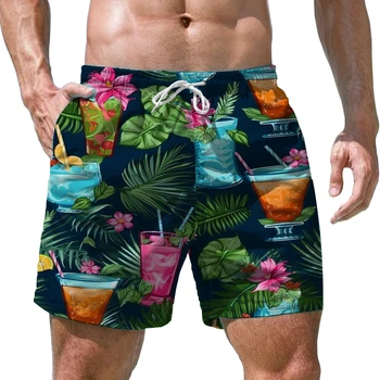 בקיץ אנשים חדשים הקצרים של צמח טרופי משקה 3D מודפס של גברים מכנסיים קצרים מזדמנים בסגנון של גברים מכנסיים מגמת אופנה גברים תחתונים