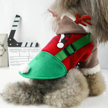 כלב חתול חג המולד צבי תלבושות מצחיק מחמד תלבושות Cosplay עם כובע גור צמר חם הלבוש בגדי חורף קפוצ ' ונים מחמד פריטים