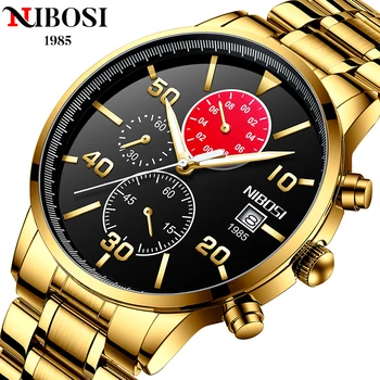 NIBOSI Mens שעון עסקים מותג העליון קוורץ שעונים צבאיים ספורט גברים שעון היד עמיד במים הכרונוגרף relogio masculino