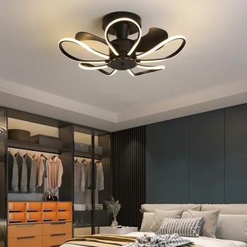 נברשות LightsLed אמנות תליון מנורה, מאוורר תקרה עם עיצוב חדר השינה בלתי נראה חדר האוכל שליטה מרחוק על הסלון