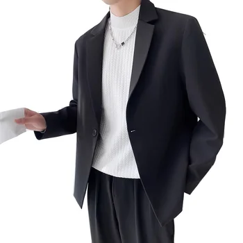 גברים בחליפות החליפה מעיל מעיל קוריאני אופנה אופנת רחוב משוחרר וינטג ' קטים מעיל הלבשה עליונה