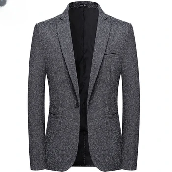 הבריטי של סגנון וינטג 'חליפה בלייזר גברים מקרית Slim Fit חליפת כפתור הז' קט עסקים 2023 חדש לעבודה סוציאלית בלייזר גבר D84