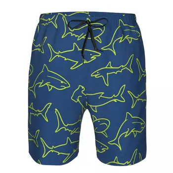 Mens שחייה קצרים בגדי ים שוחים כרישים הים הדפסה גברים בגד ים בגדי ים חוף ללבוש Boardshorts