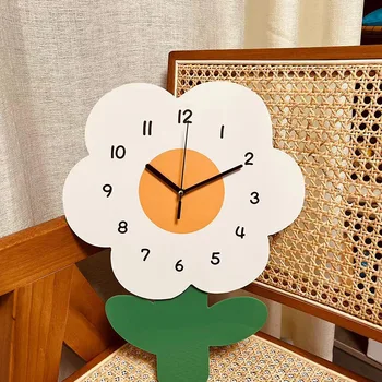פשוט שעון פרח, סלון, שקטה, שעון הקיר יצירתי אמנות קריקטורה שעון, חנות פרחים באינטרנט סלבריטאים חמוד לקישוט