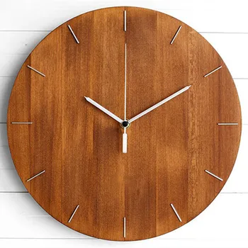 עגולים עץ, שעון קיר בעיצוב מודרני שקט ללא-מתקתק קוורץ עץ, שעון קיר למשרד סלון מטבח עיצוב הבית