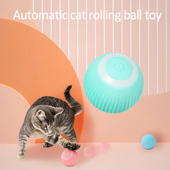 מקורה כדור חשמלי חתלתול אינטראקטיבי חתול זוהר הדרכה עצמית לנוע חכם צעצועים צעצועים לשחק אוטומטית צעצועים חתול חתול מתגלגל