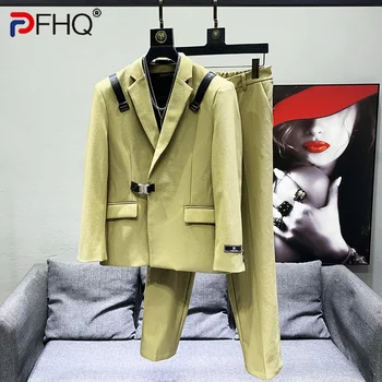 PFHQ 2023 עיצוב באיכות גבוהה מזדמן חליפות מסוגננות סתיו המקורי אלגנטי ז ' קט מכנסיים סטים של גברים נאים בגדים אופנתיים חדשים.