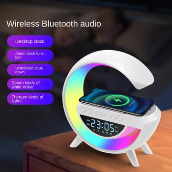 ג ' י הגדול אודיו Bluetooth מעט רעש לבן תצוגת שעון טעינה אלחוטית שולחן עבודה צבעוני אווירה אורות יצירתי מתנות