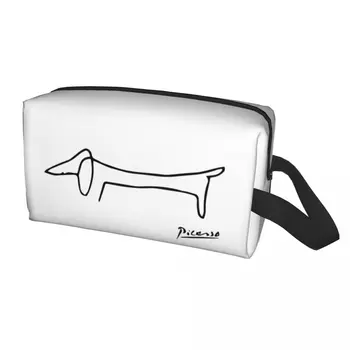 פאבלו פיקאסו כלב תיק האיפור נשים נסיעות קוסמטיים ארגונית אופנה Dachsund אחסון רחצה שקיות