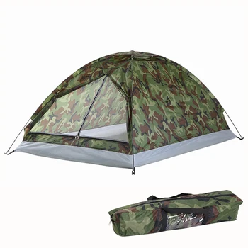 1pc קמפינג אוהל עמיד למים Windproof UV שמשיה החופה 1/2 אדם שכבה אחת חיצוני נייד הסוואה אוהל הציוד.