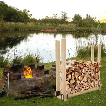 אש עץ מדפי אש יומן מחזיק אחסון כבד פלדה עצי הסקה מתלה סוגר הערכה חיצונית