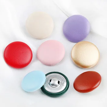 10PCS עור מכוסה כפתור מעיל דקורטיביים אבזם עגול שוק כפתורי בגדים תפירה אבזם אביזר