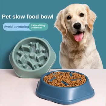 כלב בול אנטי-חנק איטי קערת אוכל של כלב מזין אגן מזון לחתולים אגן מזון לכלבים נגד התהפכות ציוד לחיות מחמד החתול קערת החתול מזין