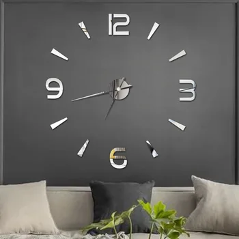 DIY 3D אקריליק מראת קיר שעון מדבקה בעיצוב אופנה מקצועי שעון תנועת קישוט מקורה בבית קפה למשרד