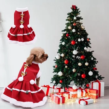 חג המולד חורף חם כלב בגדים כלב שמלה עבור כלב קטן היורקים ' יוואווה חתול צמר שמלות בגדים לחיות מחמד חג המולד תלבושות