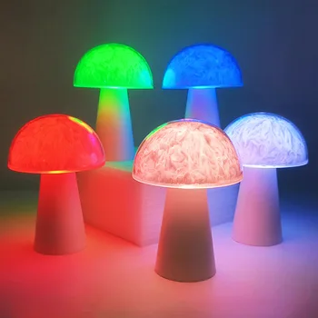 RGB פטריות מנורת שולחן LED לילה אור השלט ליד המיטה מנורת שולחן עבור חדר שינה ילדים, חדר שינה לילה מנורות