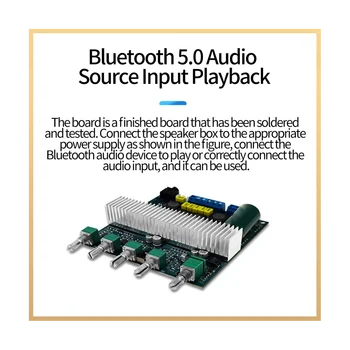 TPA3116 Bluetooth מגבר לוח 2.1 ערוצים בהספק גבוה Bluetooth 5.0 אודיו מגברים DC12V-24V 2X50W+100W