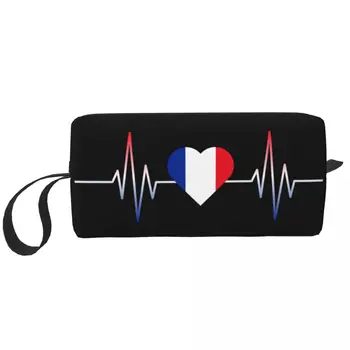 צרפת פעימות הלב הדגל הצרפתי נסיעות קוסמטיים תיק איפור רחצה ארגונית בנות היופי שקיות אחסון ערכת הרחצה תיק קופסה