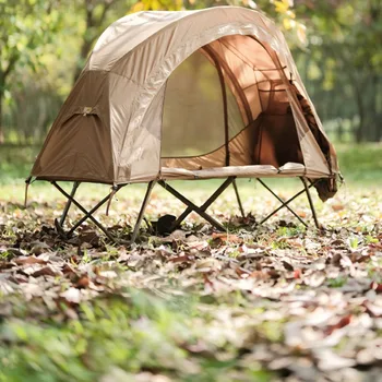 חדש 2022 1Person כפול שכבות חיצוני קמפינג המיטה אוהל קל משקל נוח רשת נגד יתושים נייד סגסוגת אלומיניום העמוד
