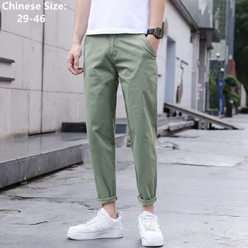 בקיץ כותנה איש המכנסיים נמתח אופנה זכר Oversize גדול בתוספת גודל 46 44 42 40 דק באורך קרסול הרמון מזדמנים מכנסיים רופפים