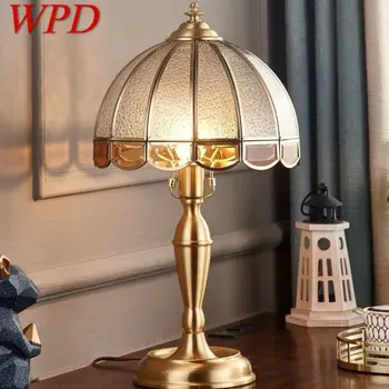 WPD מודרני פליז מנורת שולחן LED בציר יצירתי זהב יוקרתי זכוכית נחושת שולחן אור הביתה הסלון מחקר השינה