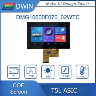 7.0 אינץ', 1024*600 פיקסלים רזולוציה, 16.7 M צבעים, IPS-מסך TFT-LCD ,50 סיכות, כולל איו, UART, יכול, AD ו-PWM, DMG10600F070_02W