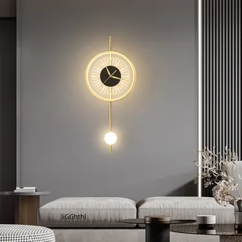 פאר מודרני קיר אור LED שעון פשוט עיצוב ביסקוויט אורות קיר תפאורה הביתה חדר השינה לסלון מנורות קיר