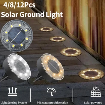 4/8/12Pcs LED סולארית הקרקע אורות חיצוני עמיד למים גן נתיב הסיפון אור הזרקורים קבור המנורה בחצר הגישה דשא דקור