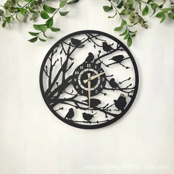 יצירתי שעון קיר מתכת שחור ציפור שקטה גדול השעון מתכת אמנות קיר שעון עיצוב מודרני עיצוב הבית