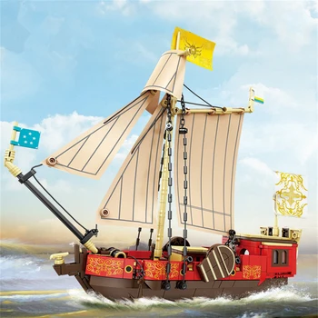 2023 העיר יצירתיות ימי הביניים ספינות מלחמה ספינת פיראטים בניית מודל בלוקים לבנים צעצועים מתנה