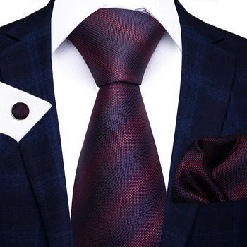 מותג האופנה Slik עניבה לגברים ארוגים חגיגי מתנת לקשור את המטפחת חפתים להגדיר עניבה חולצה אביזרים עם פסים אדומים