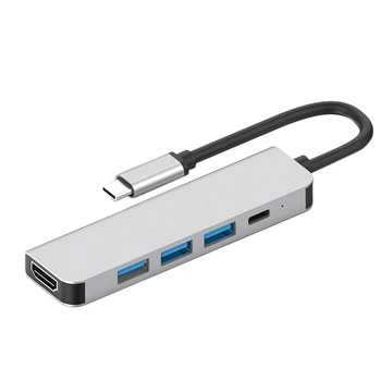 סוג C ל-Hdmi 4K תחנת עגינה ל-5 ב-1 האד לטלפון נייד מחשב נייד USB 3.1 Type-C כדי USB3.0 HUB + USB-C PD+HDMI