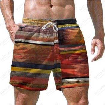 קיץ גברים חדשים של מכנסיים קצרים החוף מכנסיים בצבע שיפוע 3D הדפסה הוואי פנאי החוף סגנון הגברים שרוך הביתה SportsShorts