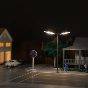 Evemodel 5pcs הו TT בקנה מידה של 1:100 כפול-הראשים מנורת תאורת רחוב לבן חם LD06TTWMGr