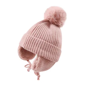 הסתיו והחורף בתוספת קטיפה ילדים כובע מחמם אוזניים הגנה כובע סרוג כובע שלג חיצונית Coldproof האוזן הגנה כובעי צמר