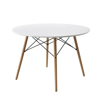 42inch עגול מודרני שולחן האוכל באמצע המאה סגנון, כולל 1 שולחן, אשור לבן צבע，42.00 X 42.00 X 28.50 ס 