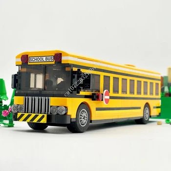 517PCS MOC מהירות האלופות התנועה בעיר אוטובוס בית הספר מודל אבני הבניין טכנולוגיה לבנים DIY יצירתיים הרכבה, צעצועים לילדים מתנות