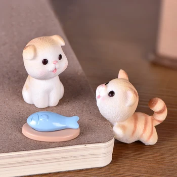 חמוד שמנמן חתול דקורטיביים דמויות מיני חתלתול הביתה גן עיצוב PVC פסלון זעיר שרף צעצועים קישוט הבית באביזרים