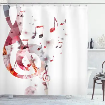 מוסיקה וילון המקלחת,מוסיקה עם G-קלי מפתח מכשיר בצבע אחד יצירתי קצבי מצועצע בד וילונות אמבטיה סטים