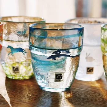 יפן Tsukiyeye קובו חיה סדרה עבודת יד, כוס מים, כוס תה, כוס יין, כוס