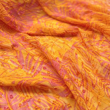 בולטות אקארד בד Bronzing פרח כתום עיצוב תפירה חומר Cheongsam שמלת בגד בד 155cm נמכר לפי מטר
