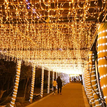 האיחוד האירופי 220V LED נטיף קרח וילון מחרוזת האור נופלות 0.6-0.8 מ ' בחורף רחוב חיצונית גרלנד חג המולד קישוטים הביתה את הבית.