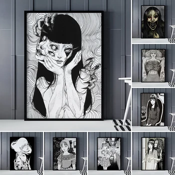 קוואקאמי טומי Junji איטו אימה קומית פוסטר הדפסות שחור לבן, כרזות בד ציור קיר אמנות התמונה בסלון עיצוב הבית