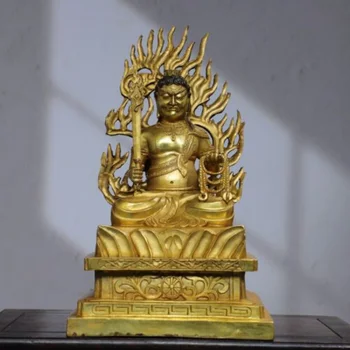 33 סנטימטר סיני ברונזה מצופה זהב בודהה המדינה העתיקה בריאת העולם פסל ברונזה