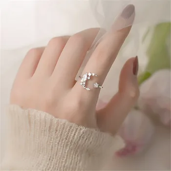 אופנה ברור זירקון כוכב הירח טבעת אצבע לנשים בנות מסיבת חתונה Y2K תכשיטים מתנה jz250