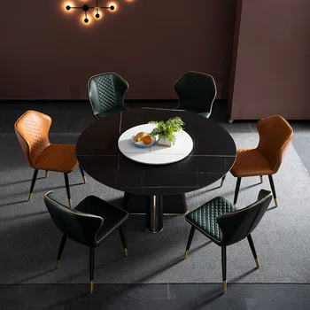 מודרני מינימליסטי עגולה רוק צלחת עם הפטיפון מינימליסטי קטנים ביתיים שולחן האוכל