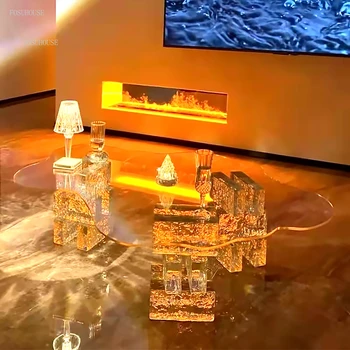 אירופה אקריליק שולחנות קפה לסלון הרהיטים בבית בסלון ספה שולחנות צד יצירתי מעצב ענן שקוף השולחן
