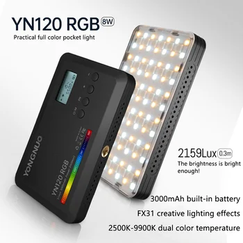 YONGNUO YN120 כיס אור RGB LED Video Light צילום למלא את המצלמה תאורת לוח 2500-9900K תצוגת LCD עבור ולוג לחיות